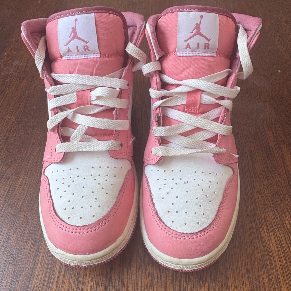 Nike Kids Pink and White High-Top Sneakers